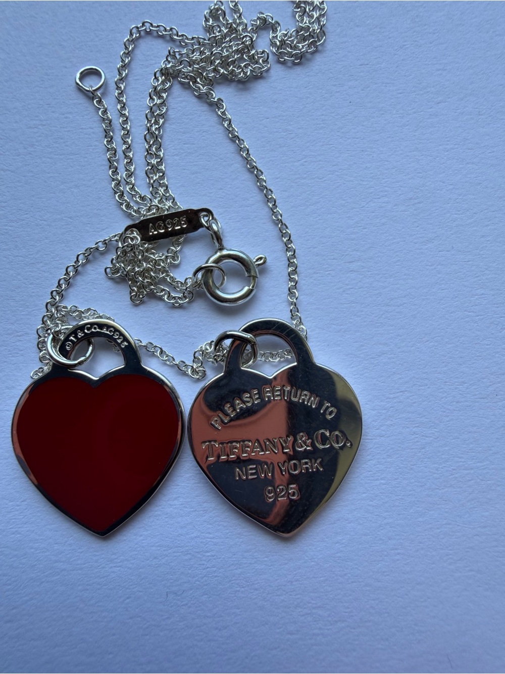 Tiffany & Co. Return to Tiffany Silver and Red Heart Pendant Necklace